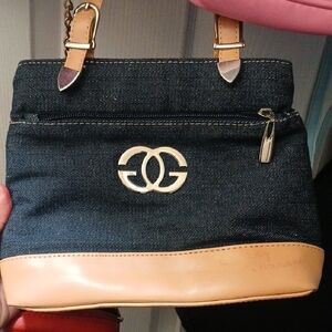 G by Guess Denim and Tan Shoulder Bag